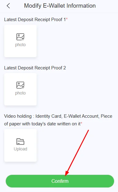 Click on confirm to submit your issue